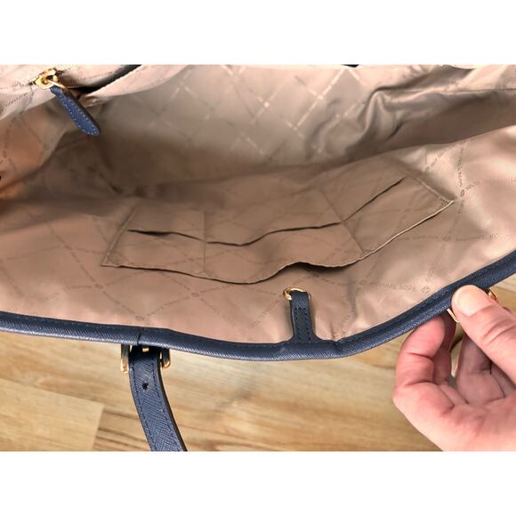 Michael Kors Jet Set Navy Blue Saffiano Tote - Picture 5 of 7